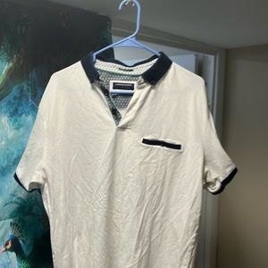 Denim and flower polo extra large